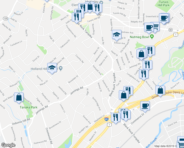 map of restaurants, bars, coffee shops, grocery stores, and more near 49 Renchy Street in Fairfield