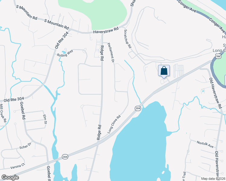 map of restaurants, bars, coffee shops, grocery stores, and more near 34 Parliament Drive in New City