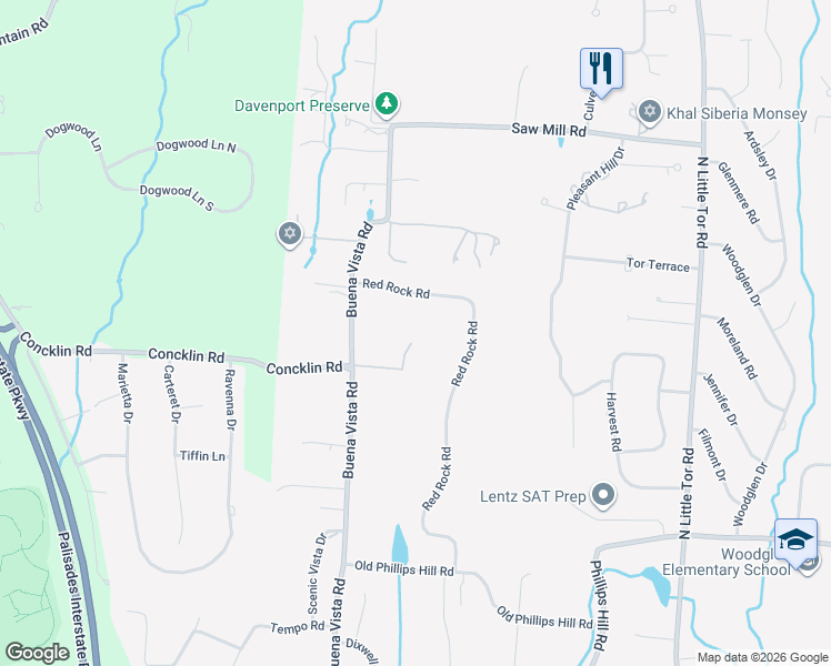 map of restaurants, bars, coffee shops, grocery stores, and more near 348 Buena Vista Road in New City