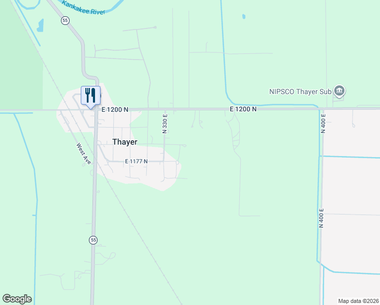 map of restaurants, bars, coffee shops, grocery stores, and more near 3405 1165N in De Motte