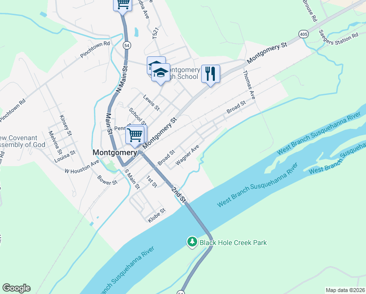 map of restaurants, bars, coffee shops, grocery stores, and more near 80 Wagner Avenue in Montgomery