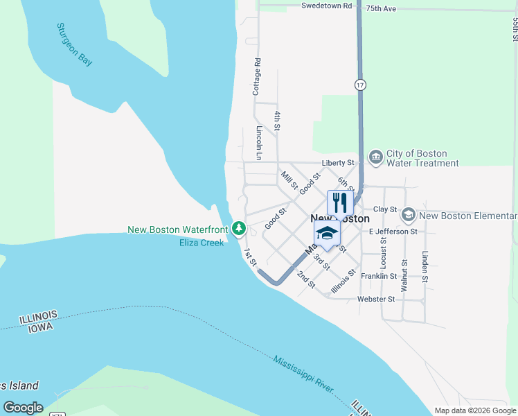 map of restaurants, bars, coffee shops, grocery stores, and more near Railroad Street in New Boston