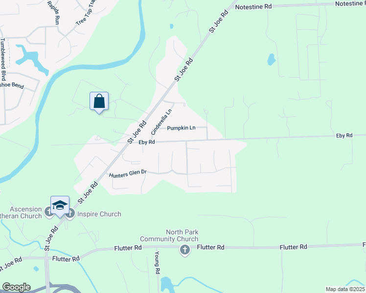 map of restaurants, bars, coffee shops, grocery stores, and more near 9615 Bridgewood Place in Fort Wayne