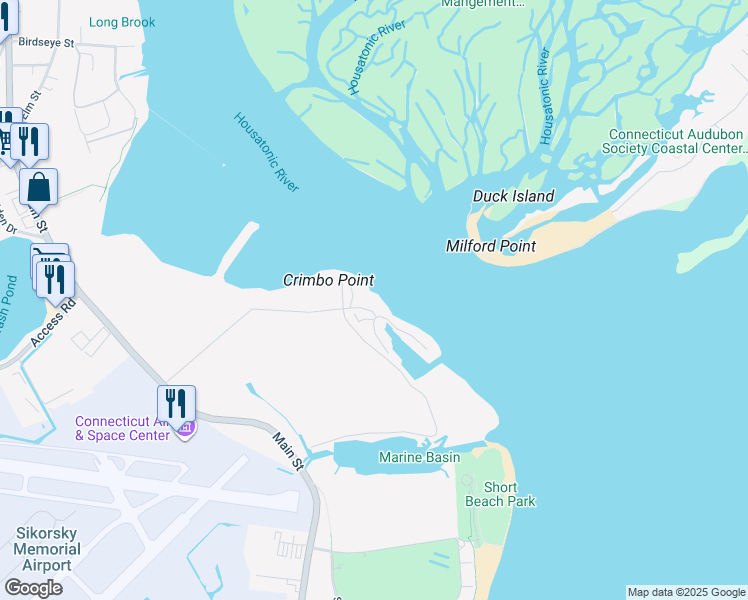 map of restaurants, bars, coffee shops, grocery stores, and more near 520 Sniffens Lane in Stratford