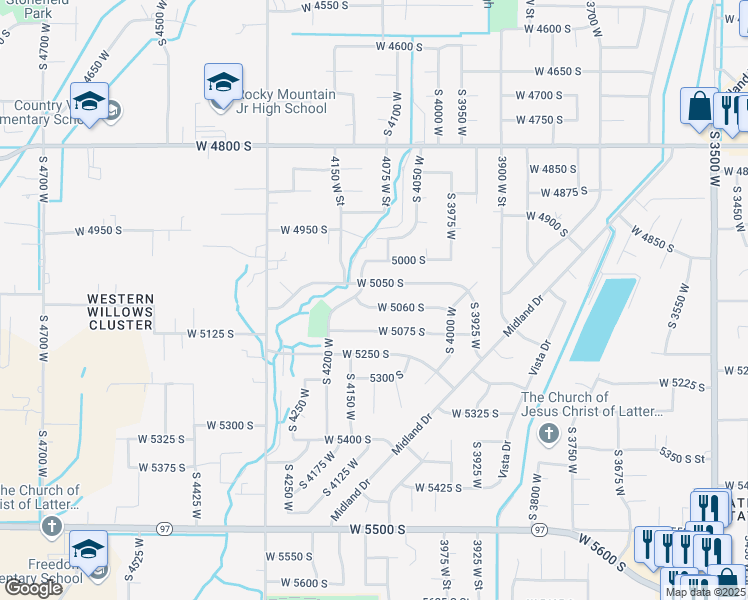 map of restaurants, bars, coffee shops, grocery stores, and more near 4148 West 5060 South in Roy