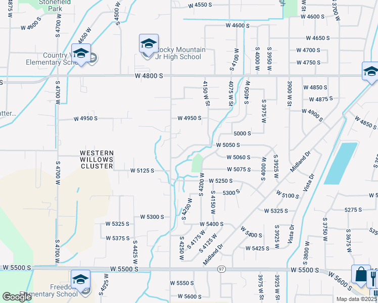 map of restaurants, bars, coffee shops, grocery stores, and more near 4271 West 5050 South in Roy