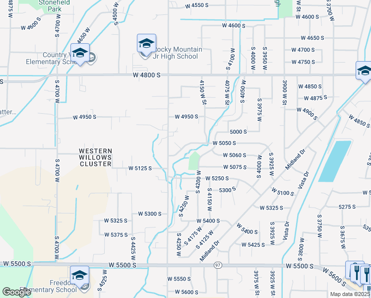 map of restaurants, bars, coffee shops, grocery stores, and more near 4271 West 5050 South in Roy
