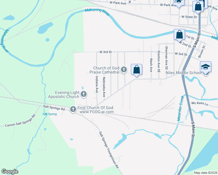 map of restaurants, bars, coffee shops, grocery stores, and more near 629 Wyoming Avenue in Niles