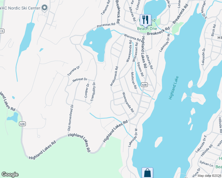 map of restaurants, bars, coffee shops, grocery stores, and more near 227 Acabonack Road in Sussex County