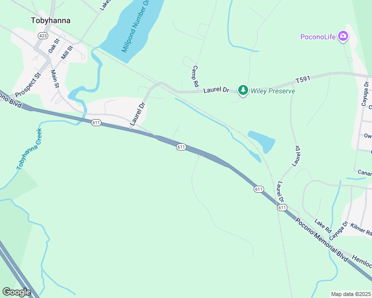 map of restaurants, bars, coffee shops, grocery stores, and more near 5800 Memorial Boulevard in Tobyhanna