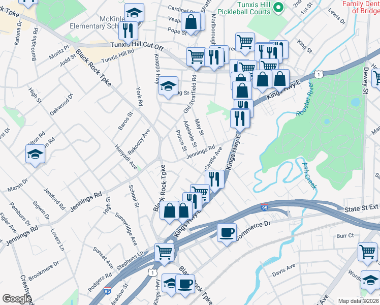 map of restaurants, bars, coffee shops, grocery stores, and more near 29 Adelaide Street in Fairfield