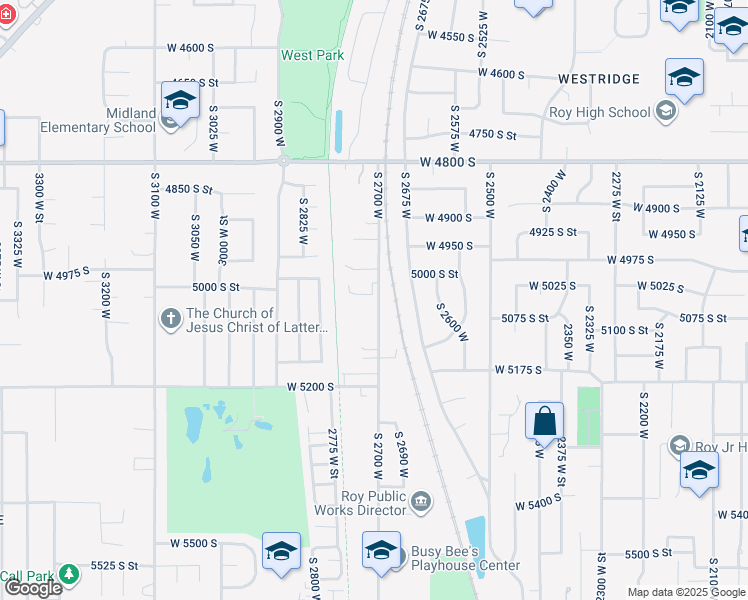 map of restaurants, bars, coffee shops, grocery stores, and more near 5049 South 2700 West in Roy