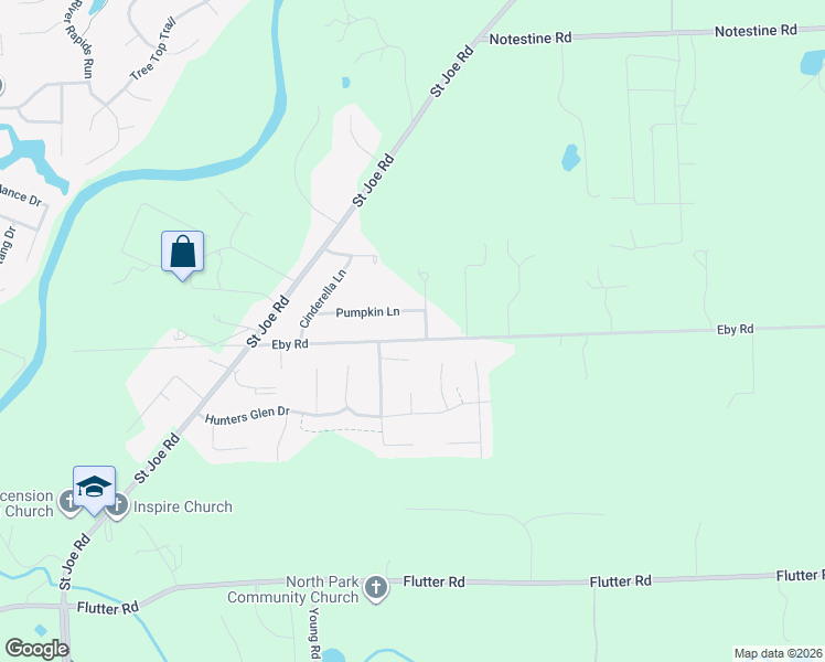 map of restaurants, bars, coffee shops, grocery stores, and more near 9705 Prince Court in Fort Wayne