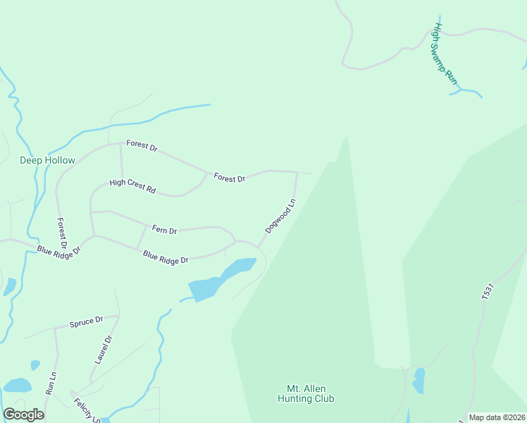 map of restaurants, bars, coffee shops, grocery stores, and more near 121 Dogwood Lane in Canadensis