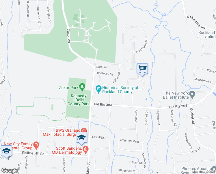 map of restaurants, bars, coffee shops, grocery stores, and more near 12 Berkshire Drive in New City