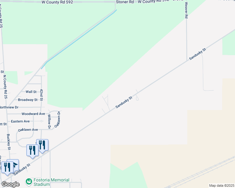 map of restaurants, bars, coffee shops, grocery stores, and more near 1224 Sandusky Street in Fostoria