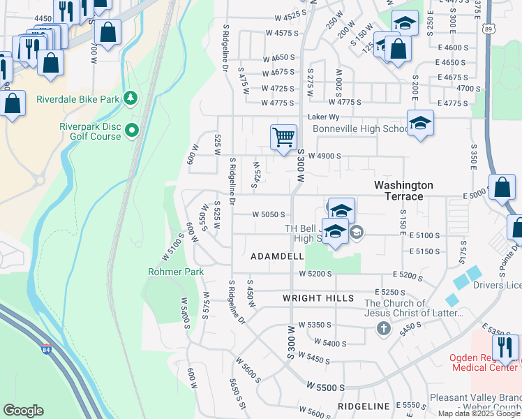map of restaurants, bars, coffee shops, grocery stores, and more near 404 West 5050 South in Ogden