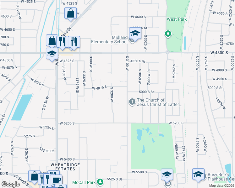 map of restaurants, bars, coffee shops, grocery stores, and more near 3152 West 5025 South in Roy