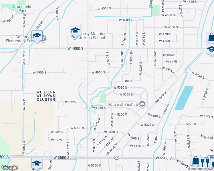 map of restaurants, bars, coffee shops, grocery stores, and more near 4218 West 5050 South in Roy