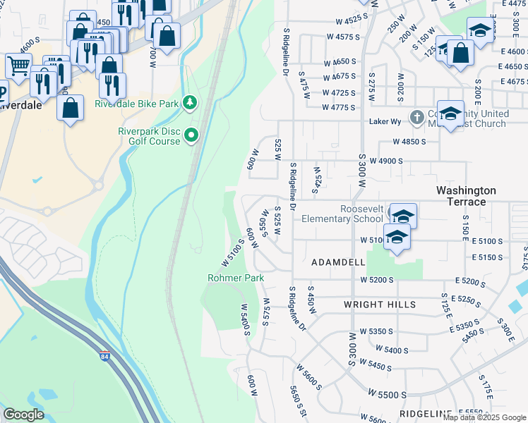 map of restaurants, bars, coffee shops, grocery stores, and more near 5024 South 550 West in Ogden