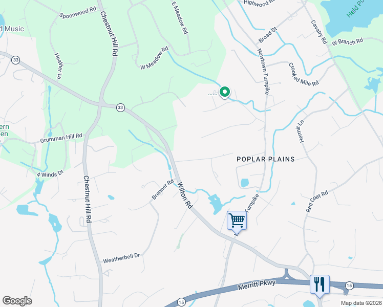 map of restaurants, bars, coffee shops, grocery stores, and more near 11 Poplar Plains Road in Westport