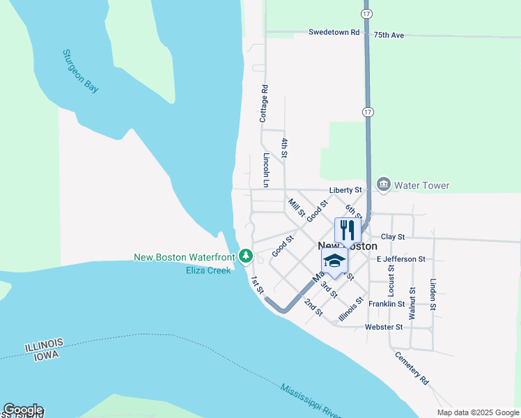 map of restaurants, bars, coffee shops, grocery stores, and more near 205 Roberts Road in New Boston