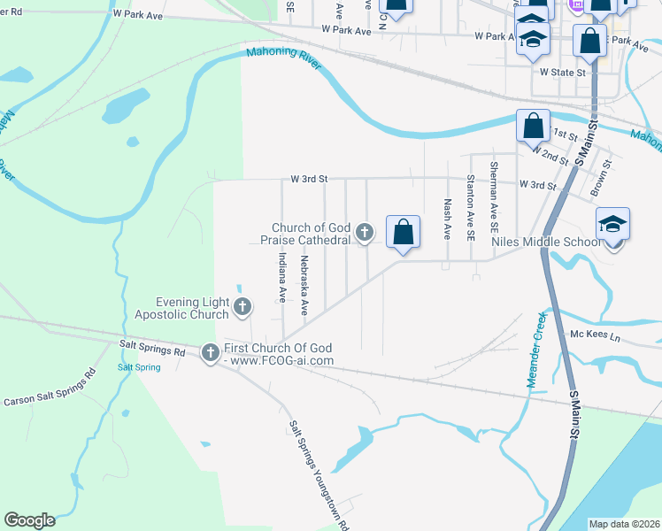 map of restaurants, bars, coffee shops, grocery stores, and more near 629 Wyoming Ave in Niles
