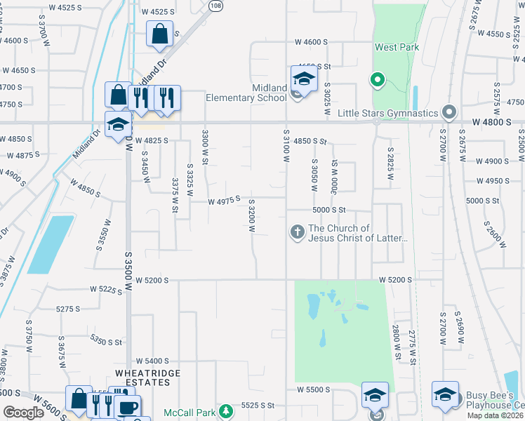 map of restaurants, bars, coffee shops, grocery stores, and more near 3152 West 5025 South in Roy