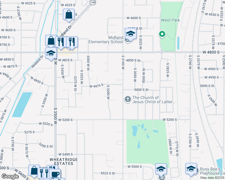 map of restaurants, bars, coffee shops, grocery stores, and more near 3152 West 5025 South in Roy