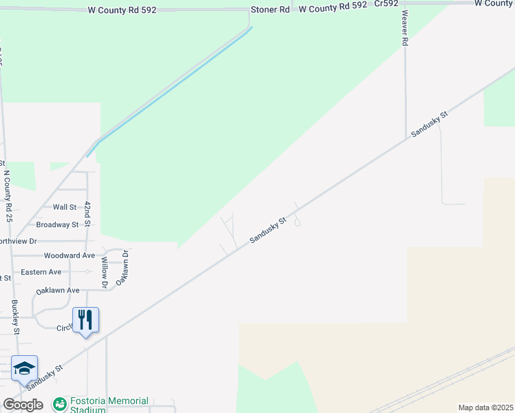map of restaurants, bars, coffee shops, grocery stores, and more near 1224 Sandusky Street in Fostoria