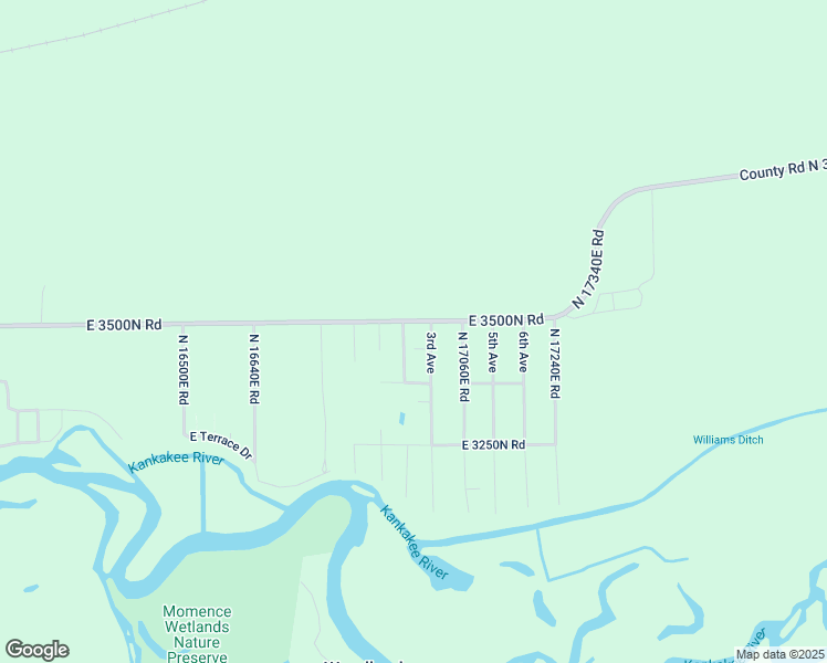 map of restaurants, bars, coffee shops, grocery stores, and more near 17002 East 3500N Road in Momence