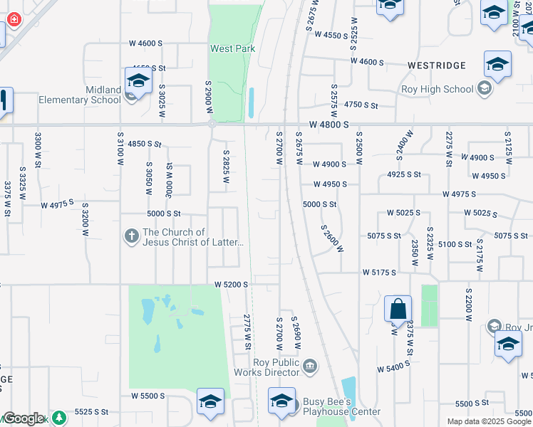 map of restaurants, bars, coffee shops, grocery stores, and more near 5049 South 2700 West in Roy