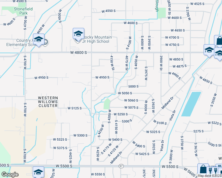 map of restaurants, bars, coffee shops, grocery stores, and more near 5013 4150 West Street in Roy