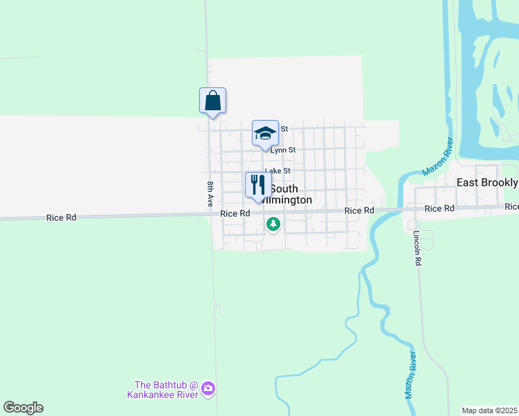 map of restaurants, bars, coffee shops, grocery stores, and more near 530 Rice Road in South Wilmington