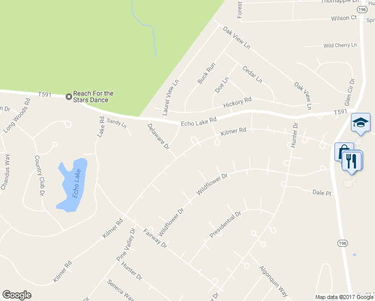 map of restaurants, bars, coffee shops, grocery stores, and more near 1241 Kilmer Road in Tobyhanna