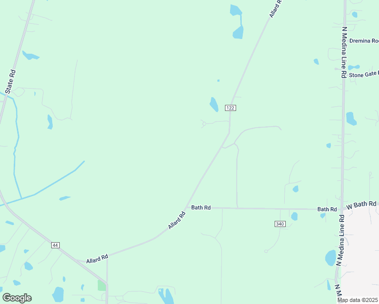 map of restaurants, bars, coffee shops, grocery stores, and more near 3866 Allard Road in Medina