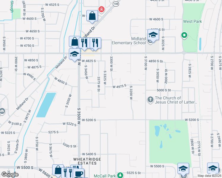 map of restaurants, bars, coffee shops, grocery stores, and more near 3307 West 4975 South in Roy