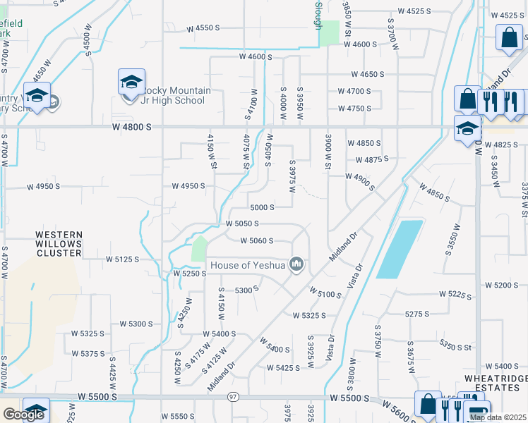 map of restaurants, bars, coffee shops, grocery stores, and more near 4021 5000 South in Roy