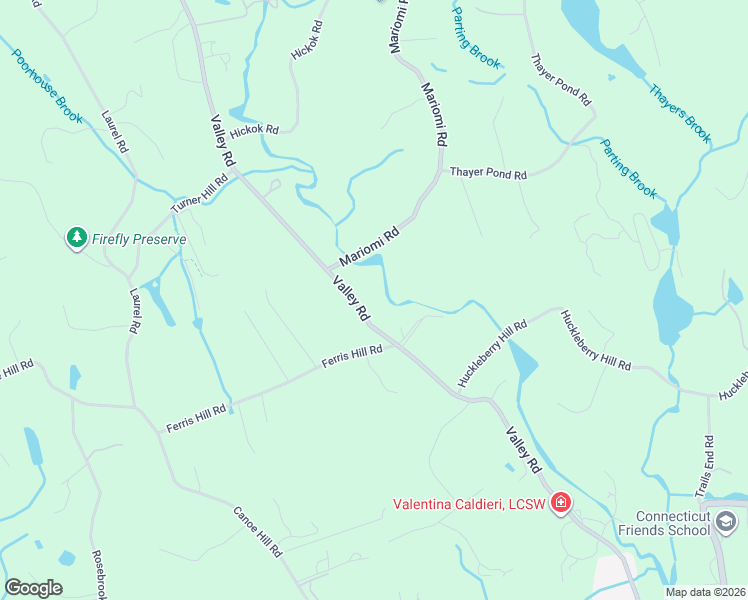 map of restaurants, bars, coffee shops, grocery stores, and more near 498 Valley Road in New Canaan