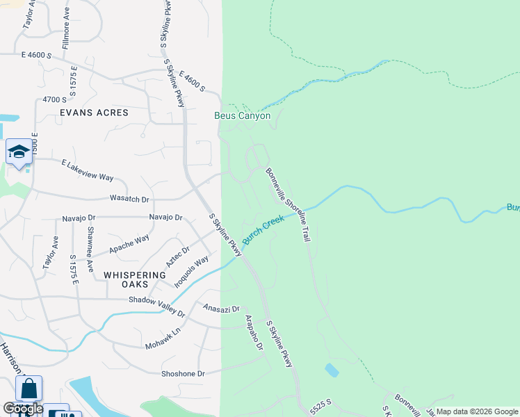 map of restaurants, bars, coffee shops, grocery stores, and more near 4983 Quail Lane in Ogden