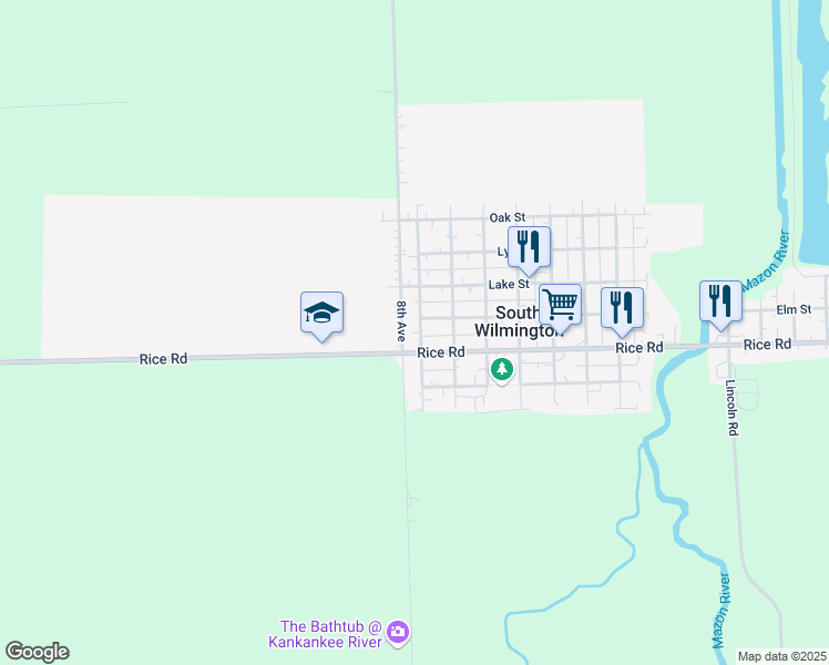 map of restaurants, bars, coffee shops, grocery stores, and more near 730 Rice Road in South Wilmington