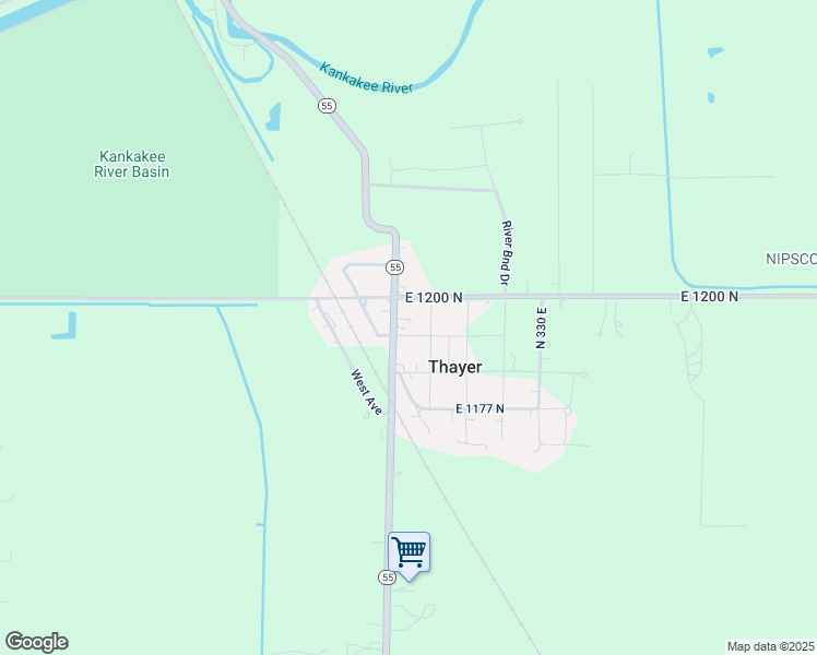 map of restaurants, bars, coffee shops, grocery stores, and more near in Thayer