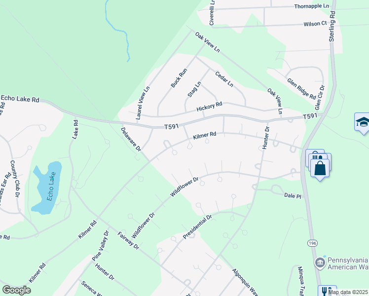 map of restaurants, bars, coffee shops, grocery stores, and more near 4118 Rose Tree Circle in Tobyhanna