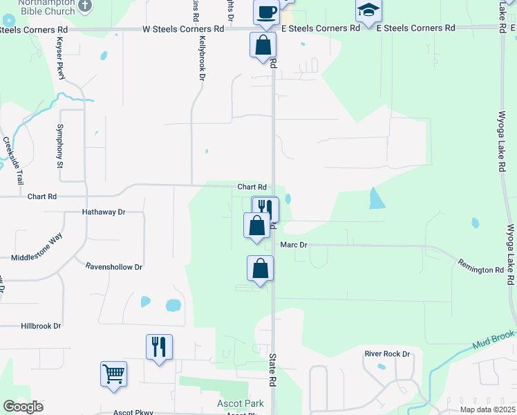 map of restaurants, bars, coffee shops, grocery stores, and more near 3256 Aleah Court in Cuyahoga Falls