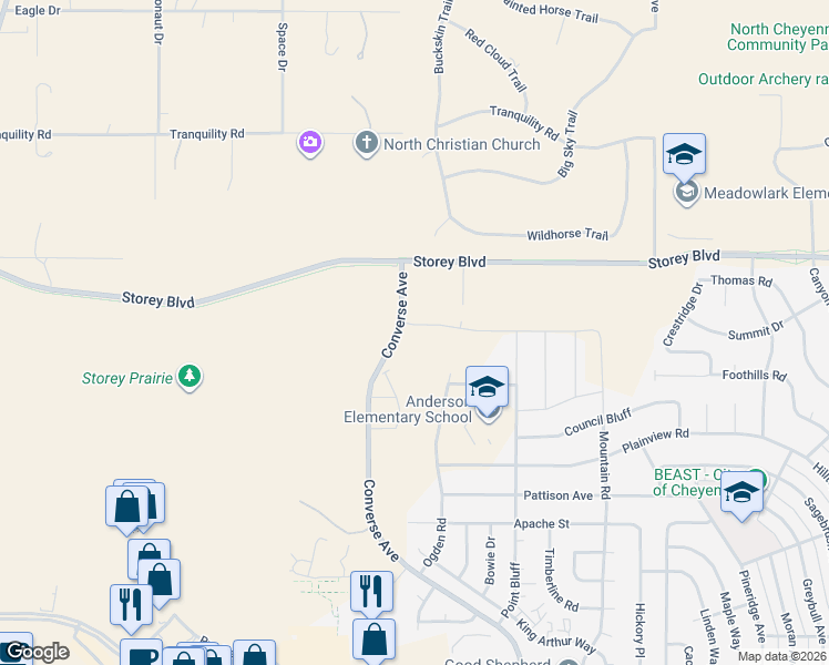map of restaurants, bars, coffee shops, grocery stores, and more near 5500-5698 Ogden Rd in Cheyenne