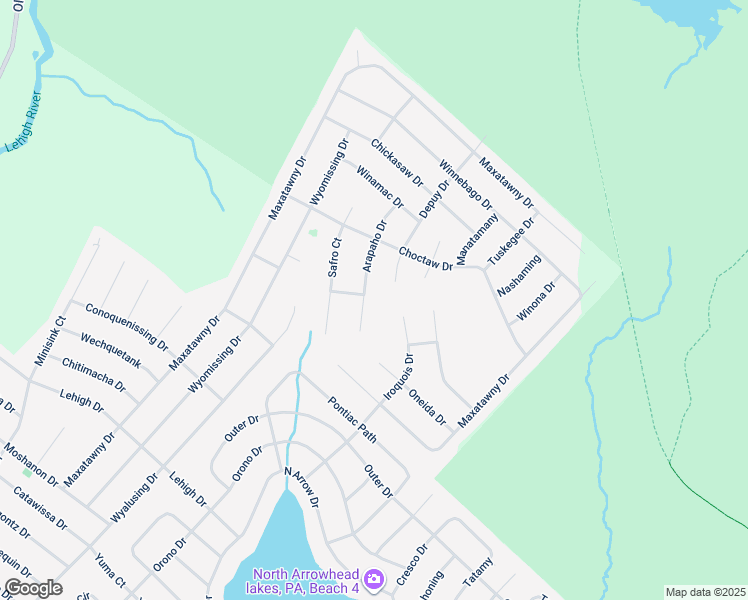 map of restaurants, bars, coffee shops, grocery stores, and more near 2 Arapaho Court in Monroe County