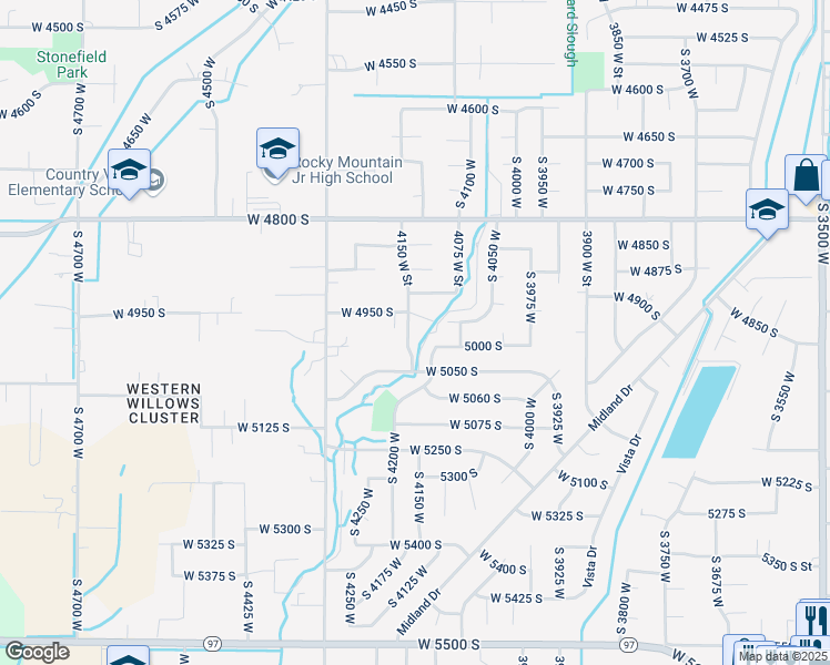 map of restaurants, bars, coffee shops, grocery stores, and more near 4970 4150 West Street in Roy