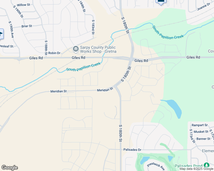 map of restaurants, bars, coffee shops, grocery stores, and more near 8300-8684 South 180th Street in Omaha