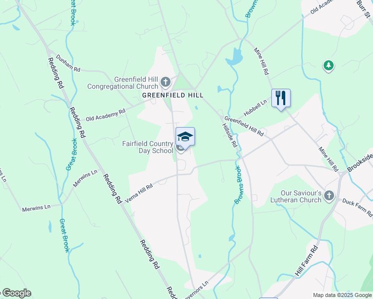 map of restaurants, bars, coffee shops, grocery stores, and more near 2970 Bronson Road in Fairfield