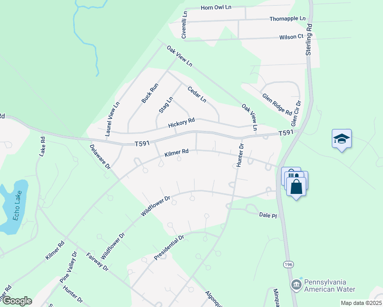 map of restaurants, bars, coffee shops, grocery stores, and more near 2102 Cherry Drive in Tobyhanna